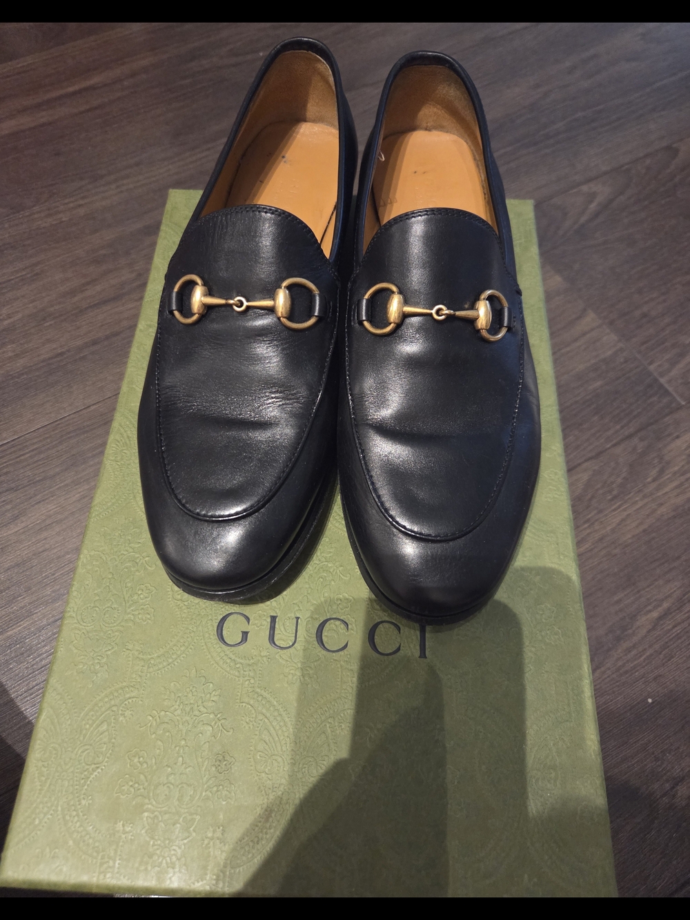 Gucci Women’s Jordaan Loafers Black Leather Horsebit Loafers